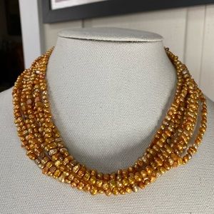 Copper honey gold freshwater Pearl torsade style necklace